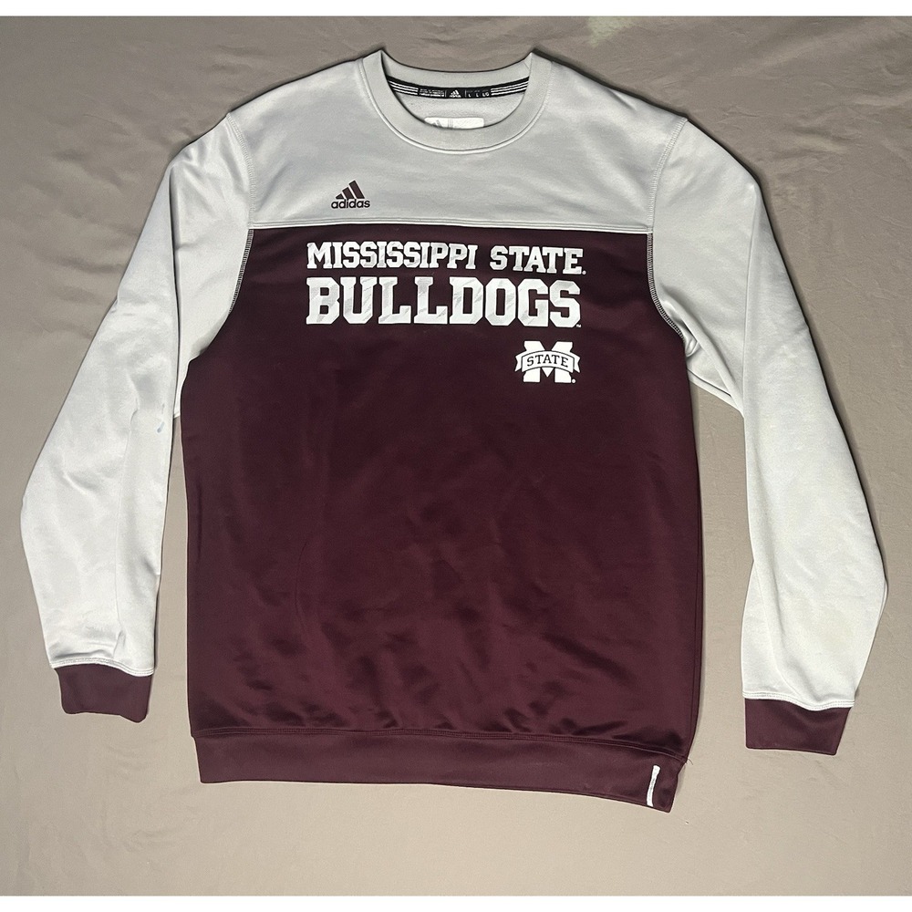 Adidas Mississippi State Bulldogs Sweatshirt Mens SZ Large Maroon White Football